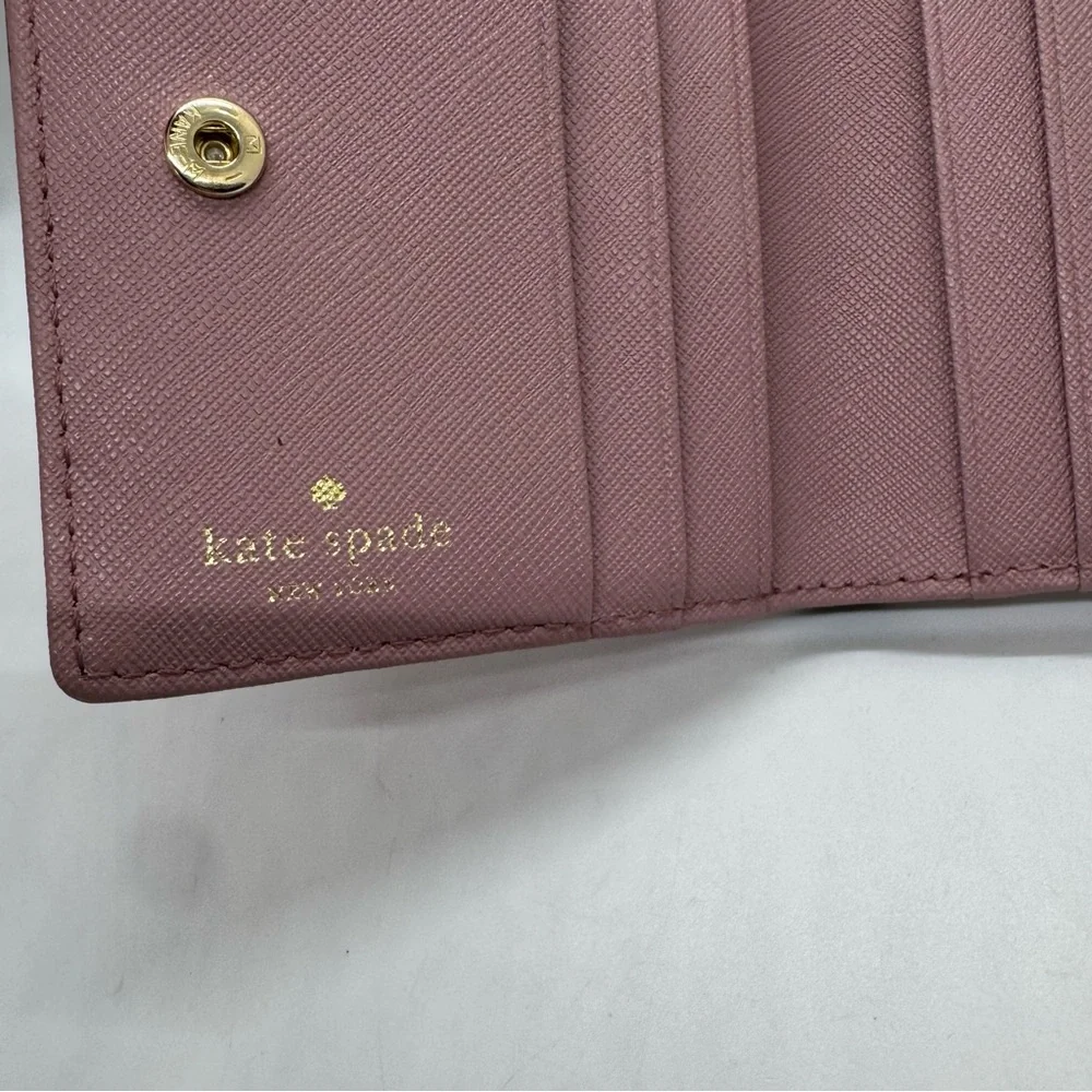 Kate Spade New York Classic Wallet ID Case Light Pink  W/ Black Stripe 4”x3”